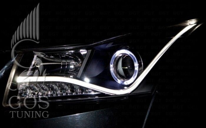 Передняя альтернативная оптика «Audi Style Black» на Chevrolet Cruze Передняя альтернативная оптика «Audi Style Black» на Chevrolet Cruze