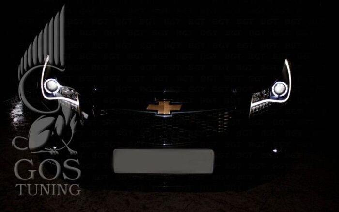 Передняя альтернативная оптика «Audi Style Black» на Chevrolet Cruze Передняя альтернативная оптика «Audi Style Black» на Chevrolet Cruze