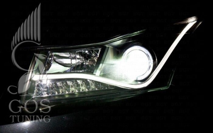 Передняя альтернативная оптика «Audi Style Black» на Chevrolet Cruze Передняя альтернативная оптика «Audi Style Black» на Chevrolet Cruze