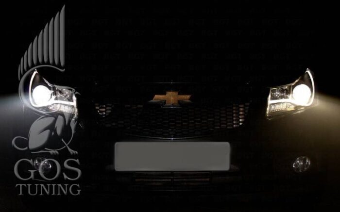 Передняя альтернативная оптика «Audi Style Black» на Chevrolet Cruze Передняя альтернативная оптика «Audi Style Black» на Chevrolet Cruze