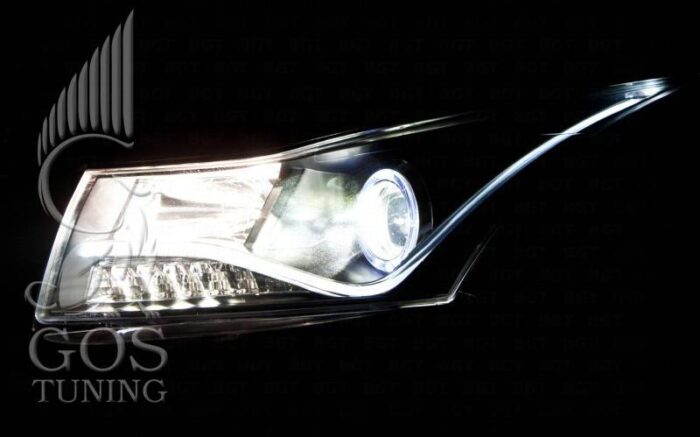 Передняя альтернативная оптика «Audi Style Black» на Chevrolet Cruze Передняя альтернативная оптика «Audi Style Black» на Chevrolet Cruze