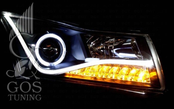 Передняя альтернативная оптика «Audi Style Black» на Chevrolet Cruze Передняя альтернативная оптика «Audi Style Black» на Chevrolet Cruze