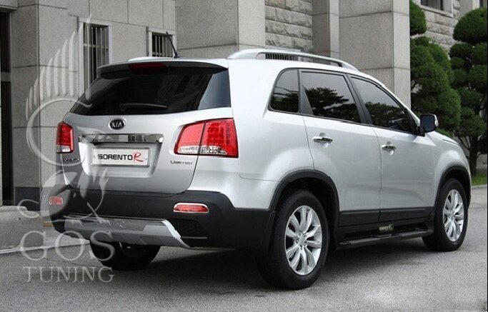 Защита заднего бампера Киа Соренто 2 ХМ  с надписью "Sorento R" Защита заднего бампера Киа Соренто 2 ХМ с надписью "Sorento R"