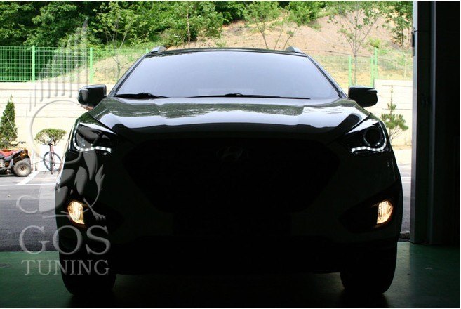 Передние альтернативные тюнинг фары «Eagle eyes Audi Style» для Hyundai Tucson IX / IX35