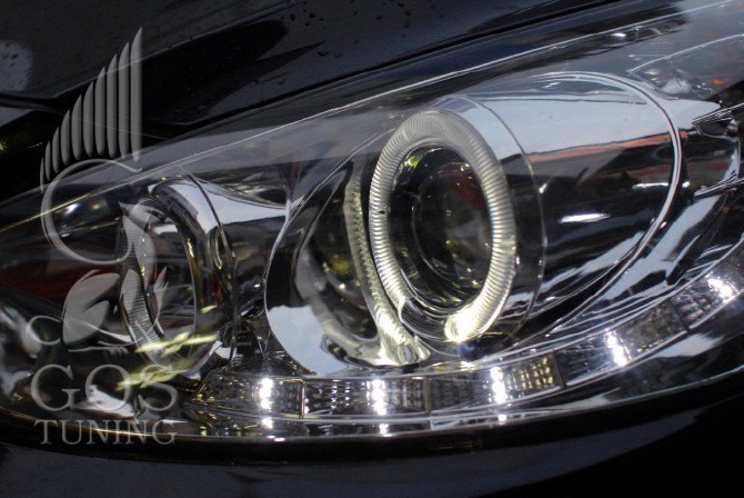 Фары Hyundai Solaris Chrome / Хендай Солярис оптика Angel Eyes