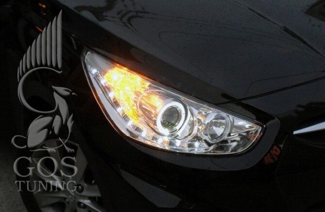 Фары Hyundai Solaris Chrome / Хендай Солярис оптика Angel Eyes
